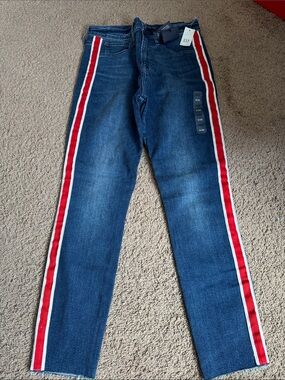 GAP Women’s Skinny Indigo Jeans with Red and White Side Stripes